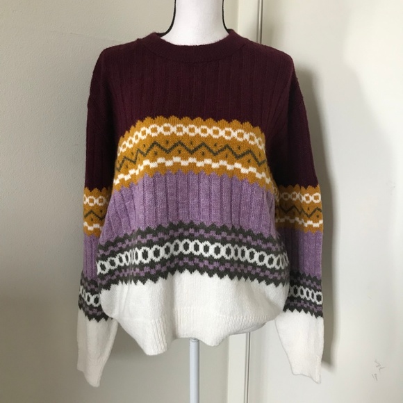 UO Color Pop Fair Isle Crew Neck Sweater - Picture 5 of 8